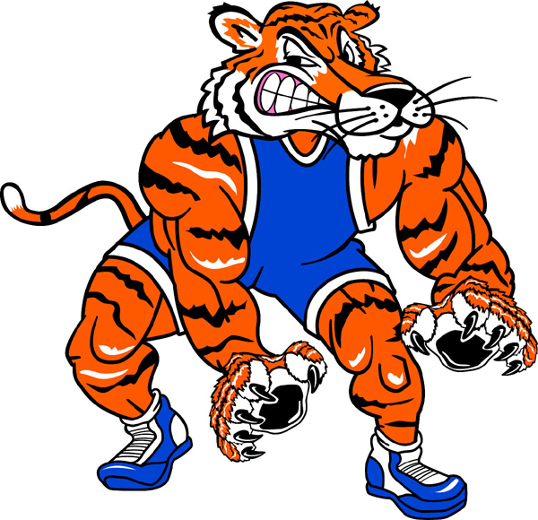 Tiger wrestler team mascot color vinyl sports decal. Customize on line. Tiger Wrestling